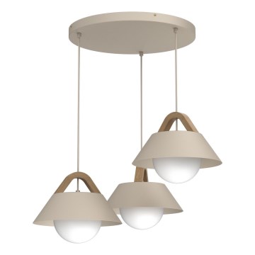 Hanglamp aan snoer FUNDA 3xE27/15W/230V beige