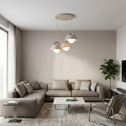 Hanglamp aan snoer FUNDA 3xE27/15W/230V beige