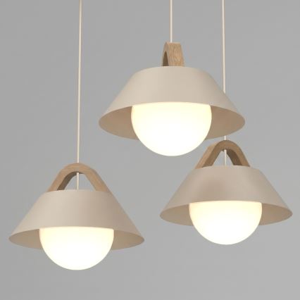 Hanglamp aan snoer FUNDA 3xE27/15W/230V beige