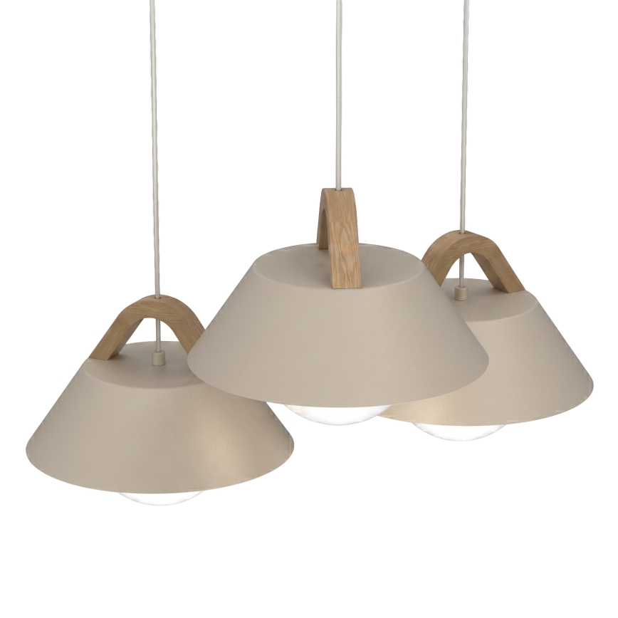 Hanglamp aan snoer FUNDA 3xE27/15W/230V beige