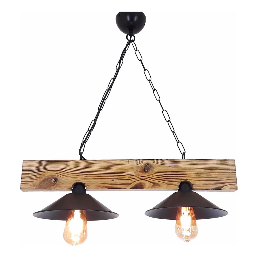 Hanglamp aan snoer HEPSI 2xE27/40W/230V spar walnoot