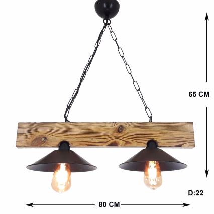 Hanglamp aan snoer HEPSI 2xE27/40W/230V spar walnoot