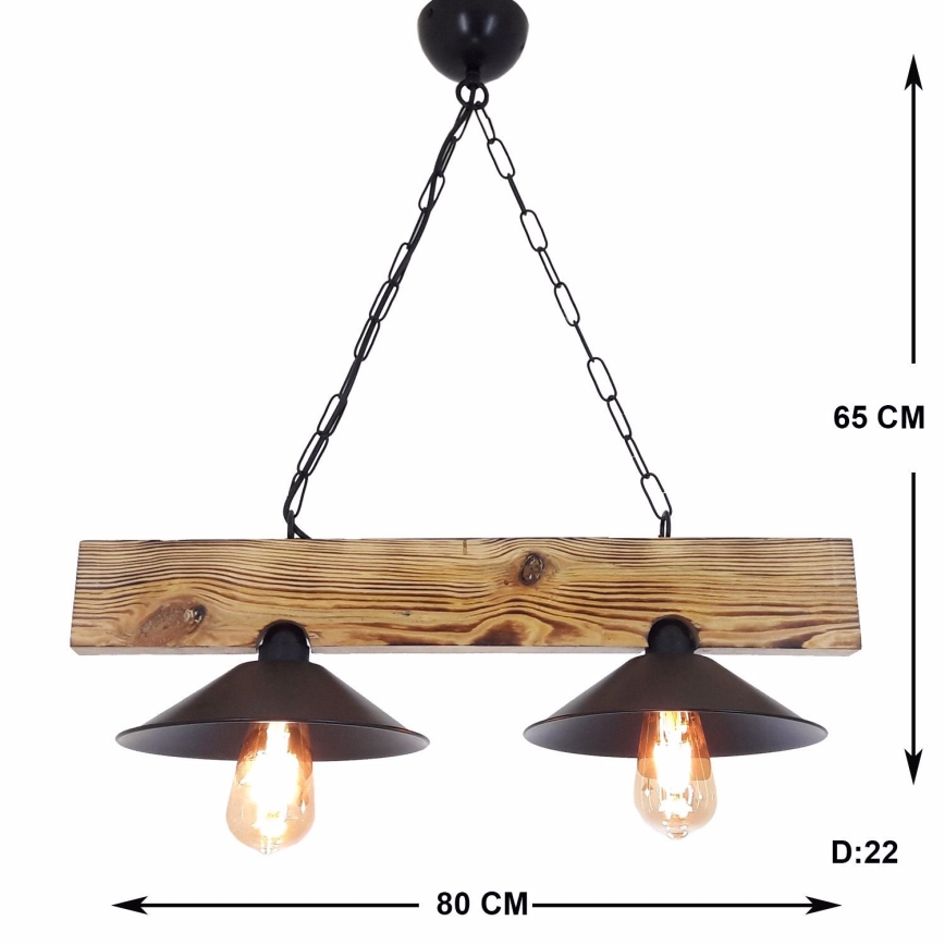Hanglamp aan snoer HEPSI 2xE27/40W/230V spar walnoot