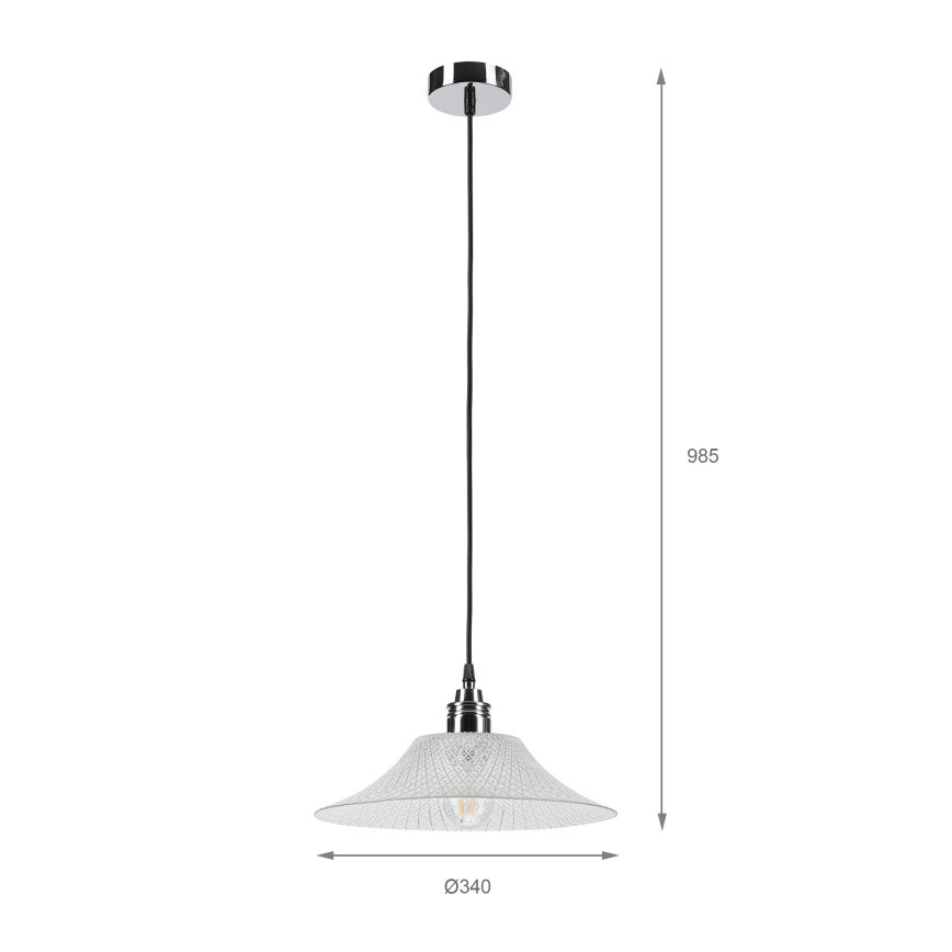 Hanglamp aan snoer JULL 1xE27/15W/230V glanzend chroom/helder glas