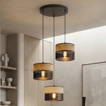 Hanglamp aan snoer KARBON 3xE27/15W/230V zwart/bruin