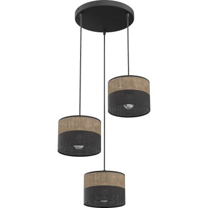 Hanglamp aan snoer KARBON 3xE27/15W/230V zwart/bruin