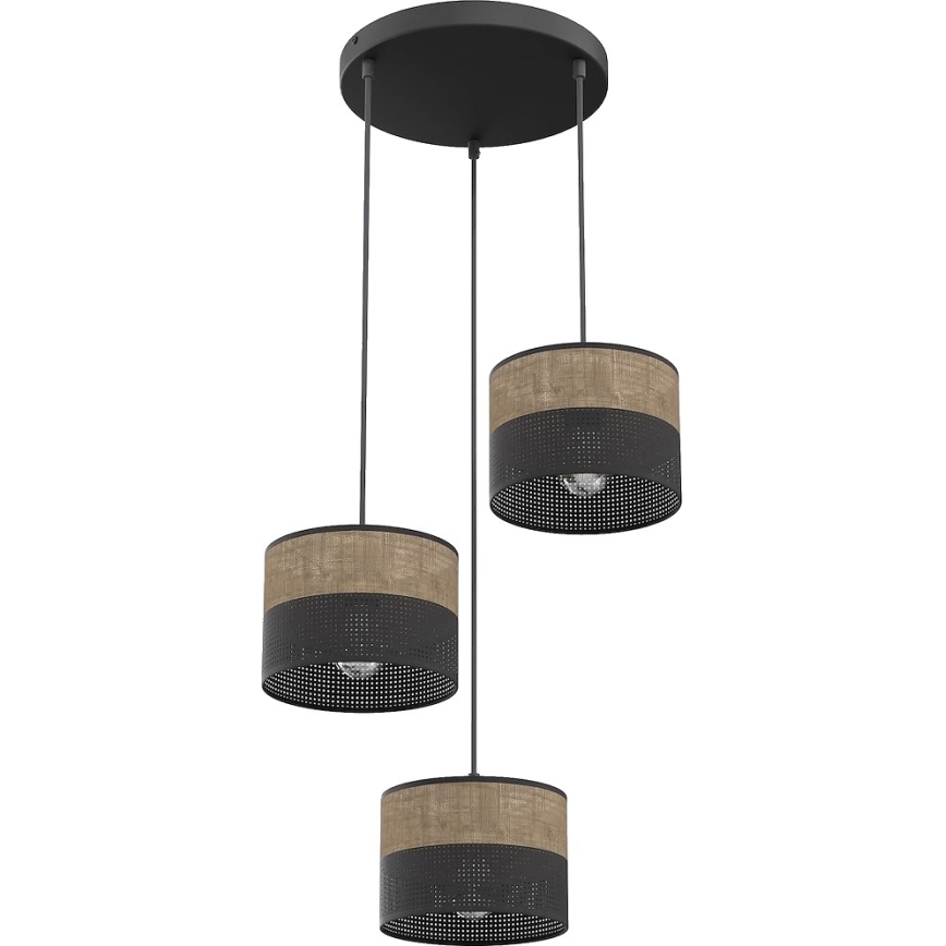 Hanglamp aan snoer KARBON 3xE27/15W/230V zwart/bruin