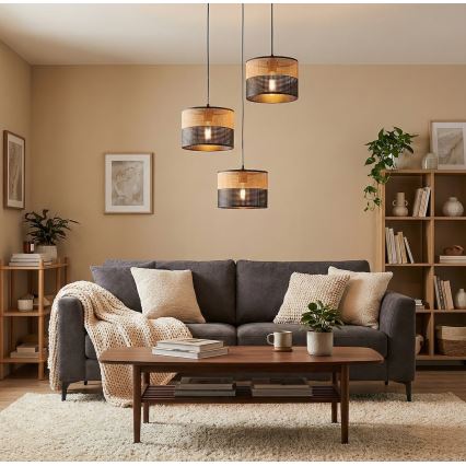 Hanglamp aan snoer KARBON 3xE27/15W/230V zwart/bruin