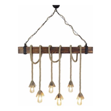 Hanglamp aan snoer KUTUK 6xE27/40W/230V dennenhout