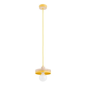 Hanglamp aan snoer LARSO 1xE27/15W/230V geel/beige