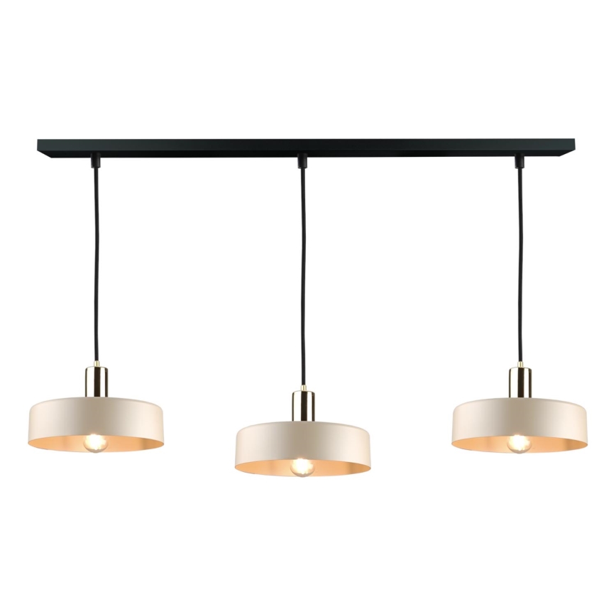 Hanglamp aan snoer LATTE 3xE27/60W/230V beige/zwart/goud
