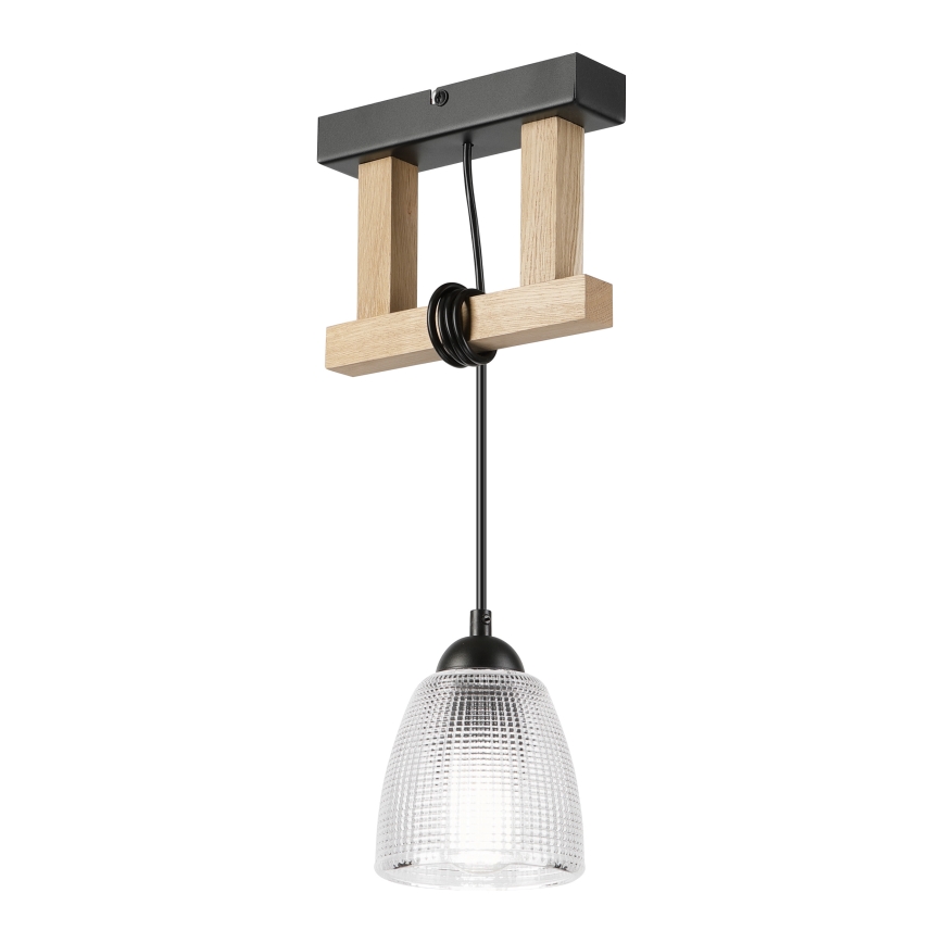 Hanglamp aan snoer LEANDRA 1xE27/15W/230V eiken/zwart