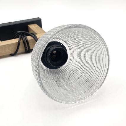 Hanglamp aan snoer LEANDRA 1xE27/15W/230V eiken/zwart