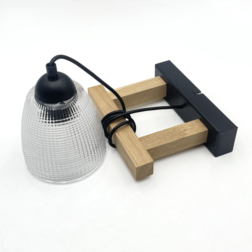 Hanglamp aan snoer LEANDRA 1xE27/15W/230V eiken/zwart