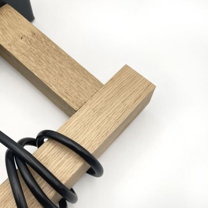 Hanglamp aan snoer LEANDRA 1xE27/15W/230V eiken/zwart