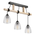 Hanglamp aan snoer LEANDRA 3xE27/15W/230V eik/zwart