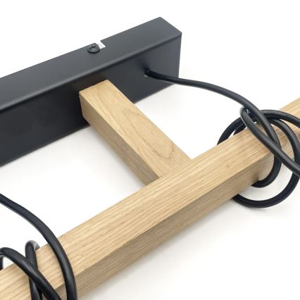 Hanglamp aan snoer LEANDRA 3xE27/15W/230V eik/zwart