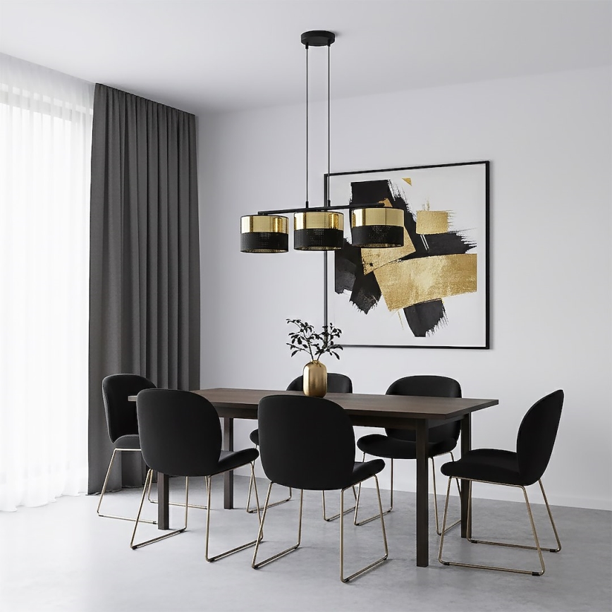 Hanglamp aan snoer LUX 3xE27/15W/230V zwart/goud