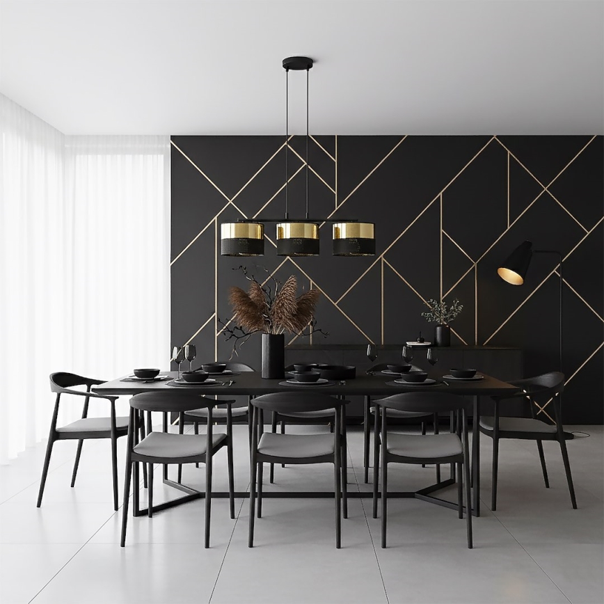 Hanglamp aan snoer LUX 3xE27/15W/230V zwart/goud