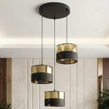 Hanglamp aan snoer LUX 3xE27/15W/230V zwart/goud