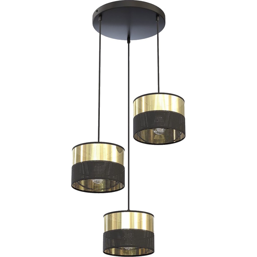 Hanglamp aan snoer LUX 3xE27/15W/230V zwart/goud