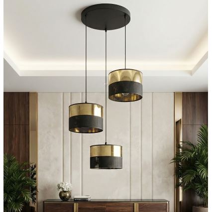 Hanglamp aan snoer LUX 3xE27/15W/230V zwart/goud