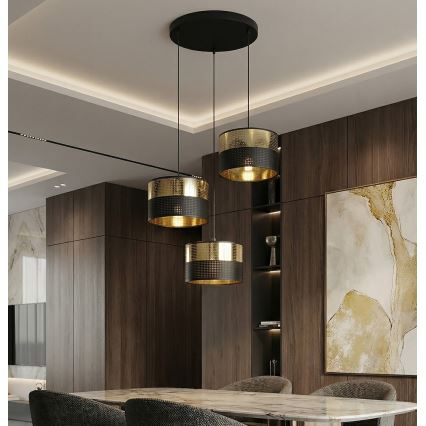 Hanglamp aan snoer LUX 3xE27/15W/230V zwart/goud