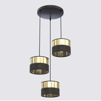 Hanglamp aan snoer LUX 3xE27/15W/230V zwart/goud