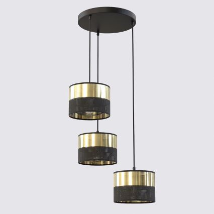 Hanglamp aan snoer LUX 3xE27/15W/230V zwart/goud