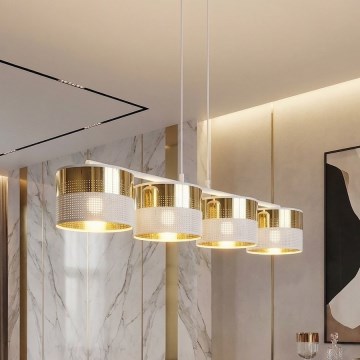 Hanglamp aan snoer LUX 4xE27/15W/230V wit/goud