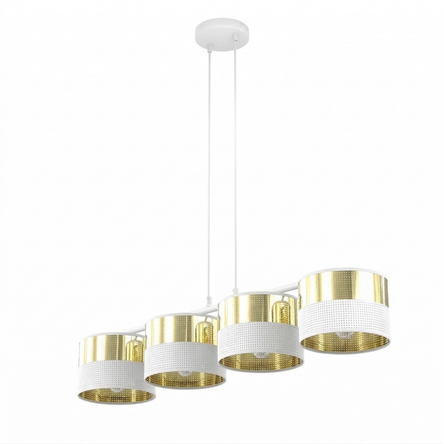 Hanglamp aan snoer LUX 4xE27/15W/230V wit/goud