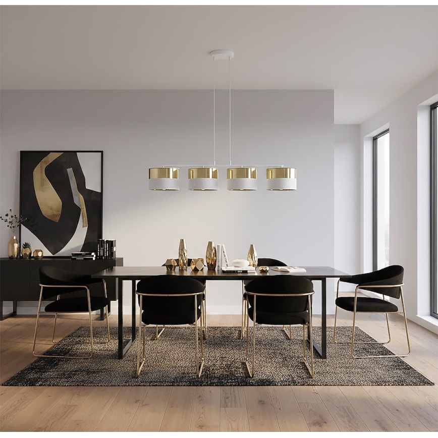 Hanglamp aan snoer LUX 4xE27/15W/230V wit/goud