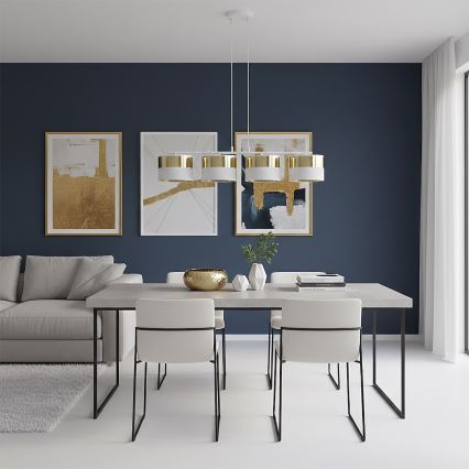 Hanglamp aan snoer LUX 4xE27/15W/230V wit/goud