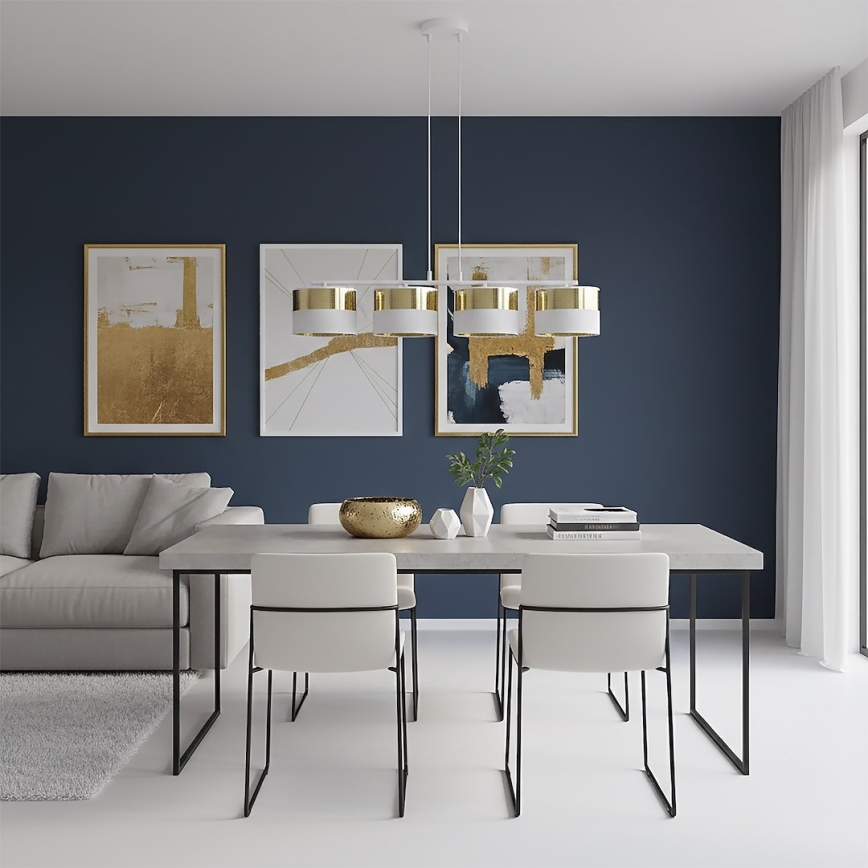 Hanglamp aan snoer LUX 4xE27/15W/230V wit/goud