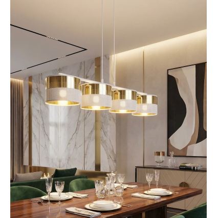 Hanglamp aan snoer LUX 4xE27/15W/230V wit/goud