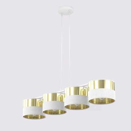 Hanglamp aan snoer LUX 4xE27/15W/230V wit/goud
