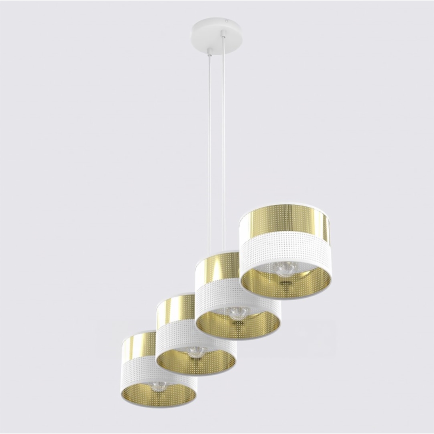 Hanglamp aan snoer LUX 4xE27/15W/230V wit/goud