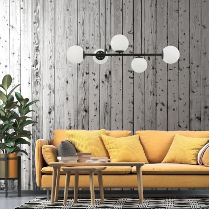 Hanglamp aan snoer MADDIE, 5x E14/5W/230V, zwart