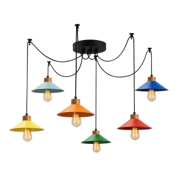 Hanglamp aan snoer MANAVGAT 6xE27/40W/230V, kleurrijke spider-lamp