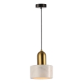 Hanglamp aan snoer MARBLE 1xE27/60W/230V goud/wit met marmerdecor