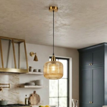 Hanglamp aan snoer MILOU 1xE27/15W/230V goud/rookbeige