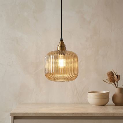 Hanglamp aan snoer MILOU 1xE27/15W/230V goud/rookbeige