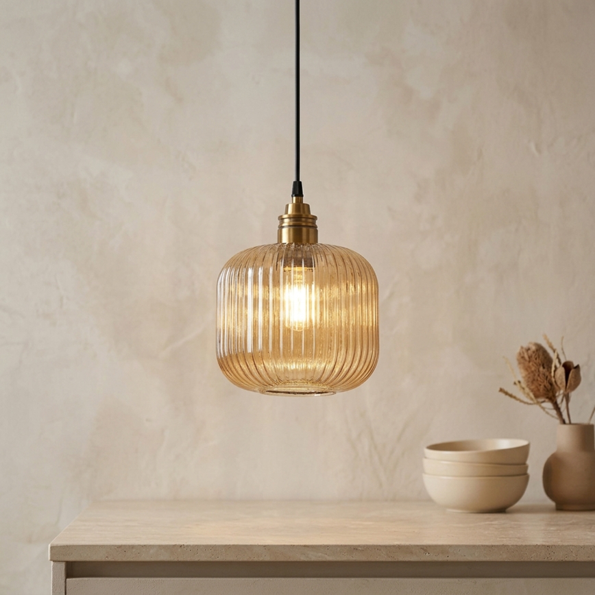Hanglamp aan snoer MILOU 1xE27/15W/230V goud/rookbeige