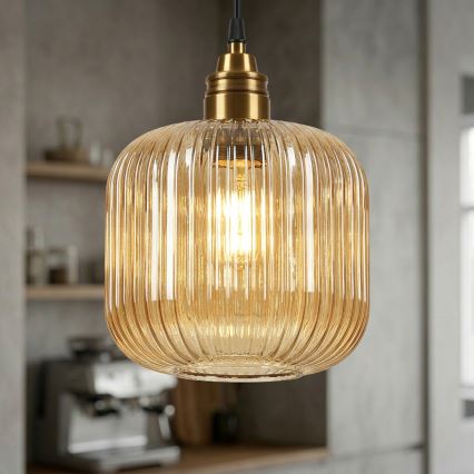 Hanglamp aan snoer MILOU 1xE27/15W/230V goud/rookbeige