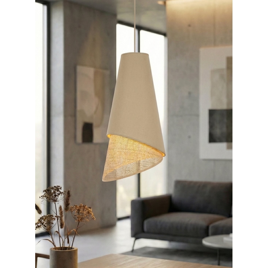 Hanglamp aan snoer MODA 1xE27/15W/230V beige/rotan
