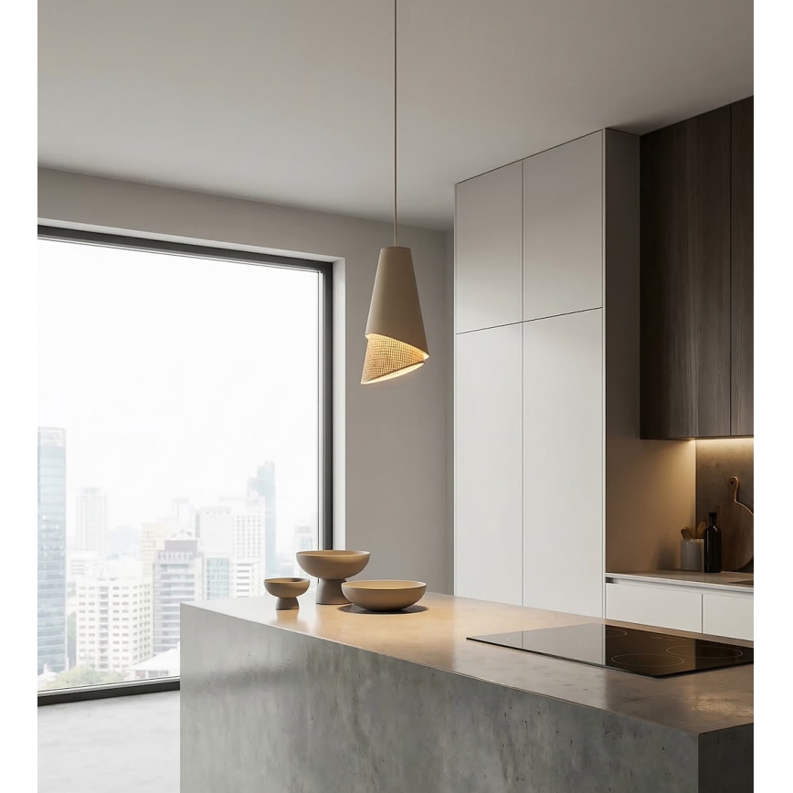 Hanglamp aan snoer MODA 1xE27/15W/230V beige/rotan