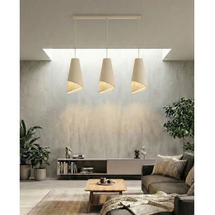 Hanglamp aan snoer MODA 3xE27/15W/230V beige/rotan