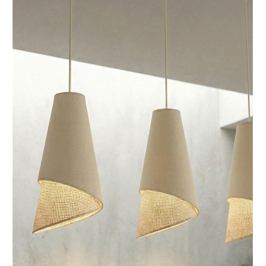 Hanglamp aan snoer MODA 3xE27/15W/230V beige/rotan