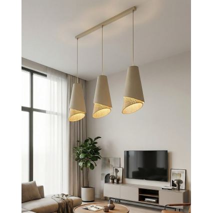 Hanglamp aan snoer MODA 3xE27/15W/230V beige/rotan