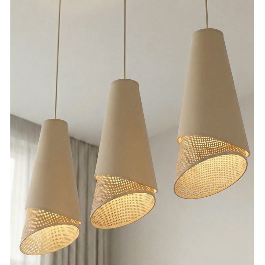 Hanglamp aan snoer MODA 3xE27/15W/230V beige/rotan